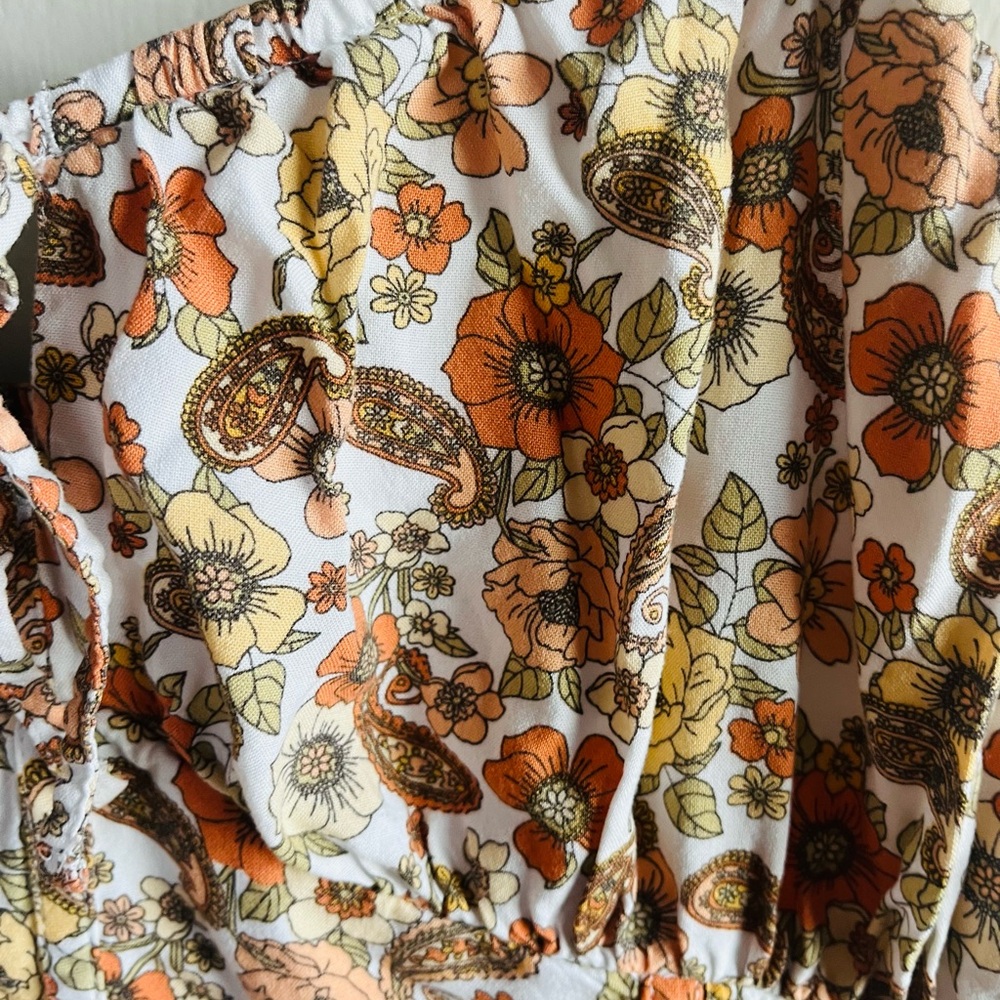 Hollister Floral Paisley Midi Dress Size L Boho Cottagecore Earthy Neutral - Picture 3 of 4